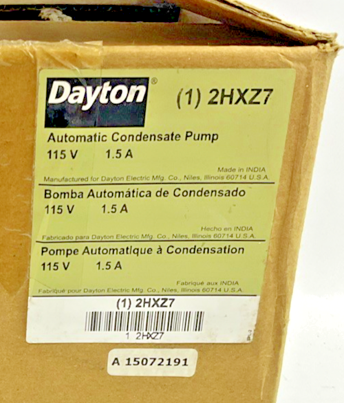 DAYTON 2HXZ7 AUTO CONDENSATE PUMP 115V 1.5A 60HZ 1PH