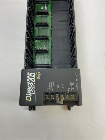 KOYO DIRECT LOGIC D2-06B-1 6 SLOT PLC RACK 240VAC 50/60HZ 80VA