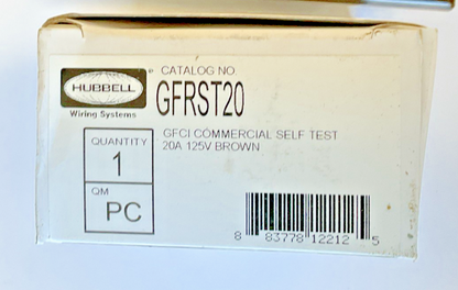 HUBBELL GFRST20 COMMERCIAL RECEPTACLE 20A 125V GFCI