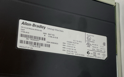 ALLEN BRADLEY 1756-PA75/B POWER SUPPLY W/ 1756-A10 10 SLOT RACK