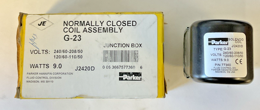 PARKER G-23 COIL ASSEMBLY 9W J2420D 240/60-208/50 120/60-110/50