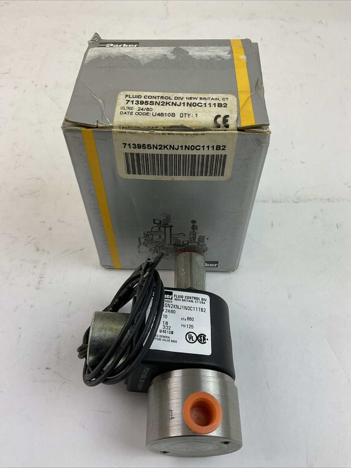PARKER 71395SN2KNJ1N0C111B2 SOLENOID VALVE 24V 60HZ 860KPa 10WATTS 125PSI