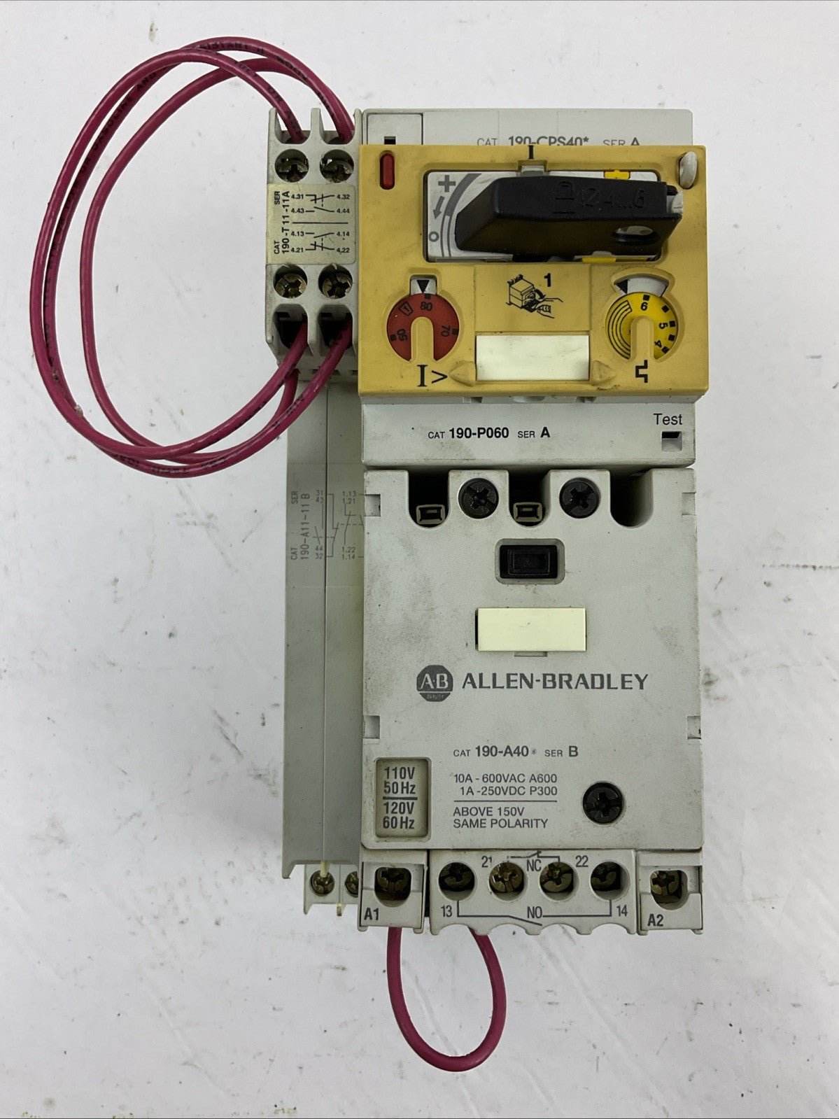 ALLEN BRADLEY STARTER 190-A40 120V COIL 190-P060 190-CPS40* 190-A11-11 190-T11-