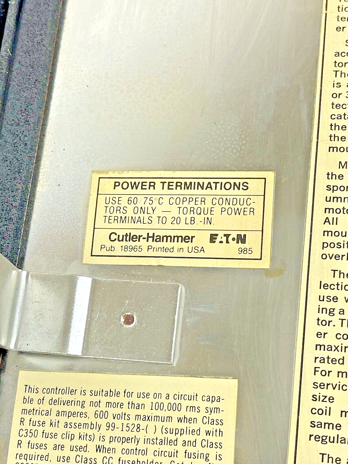 CUTLER HAMMER - A30CWA0 A2- COMBINATION MOTOR STARTER WITH MOTOR CIRCUIT SWITCH