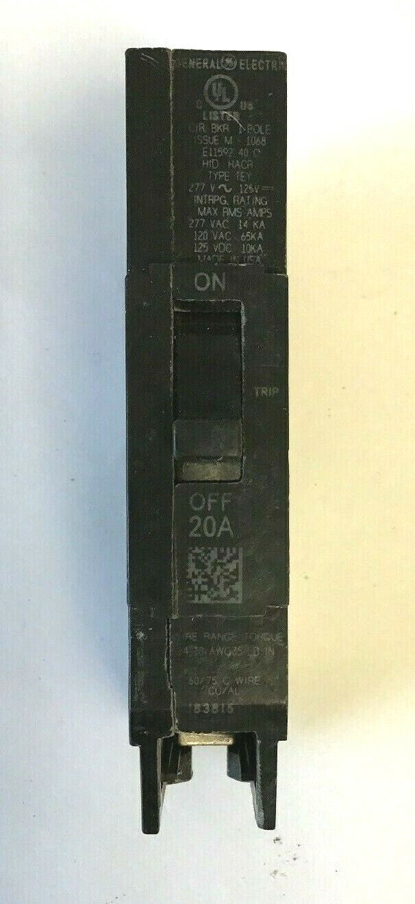 GE TEY120 1POLE 20 20AMP CIRCUIT BREAKER 277VAC/125VDC 65ka***(LOTOF10)***