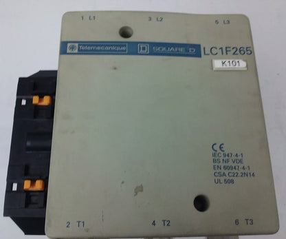 TELEMECANIQUE LC1F265 CONTACTOR, 3PH 600VAC 285A 200HP W/ 24V 40/400HZ  COIL
