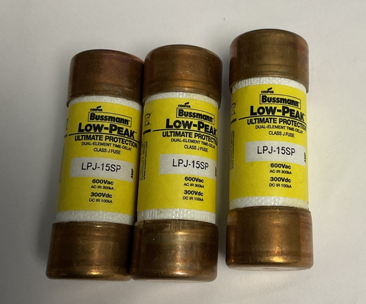 BUSSMANN LPJ-15SP FUSE 15A 600VAC/300VDC CLASS J ***LOTOF3***