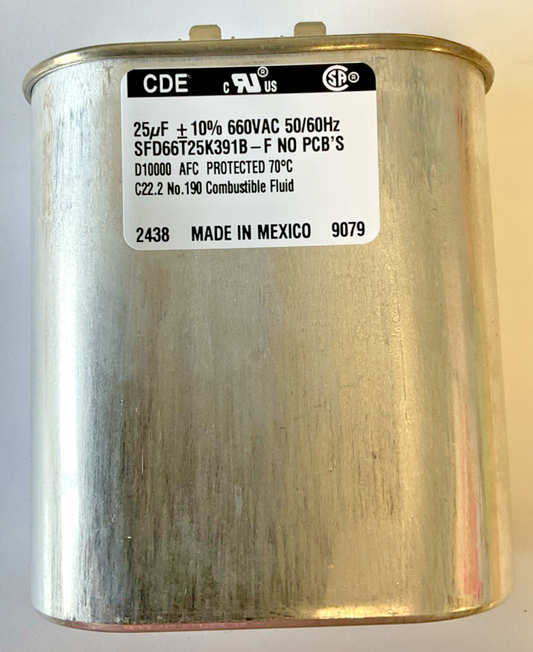 CDE SFD66T25K391B-F CAPACITOR 25UF 660VAC 50/60HZ