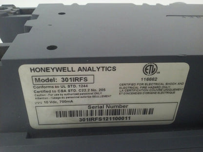 HONEYWELL ANALYTICS MODEL 301IRFS S301IRF REFRIGERANT GAS SENSOR 10Vdc 700mA