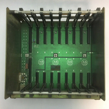 ALLEN BRADLEY 1771-A2B 8 SLOT I/O CHASSIS 5V PLANE 16A @ 5.25VDC MEMORY LINE .5A