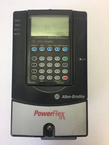 ALLEN BRADLEY POWER FLEX 70 20AB2P2A3AYNNEC0 AC DRIVE SERA INPUT 180-264VAC