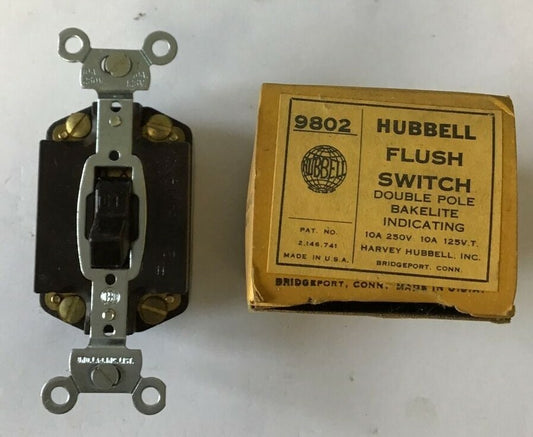 HUBBELL 9802 FLUSH SWITCH 10A 250V 10A 125V.T.