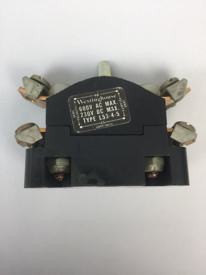 WESTINGHOUSE L53-4-5 ELECTRICAL INTERLOCK 600VAC 230VDC UNIVERSAL N.O.&N.C CONTA