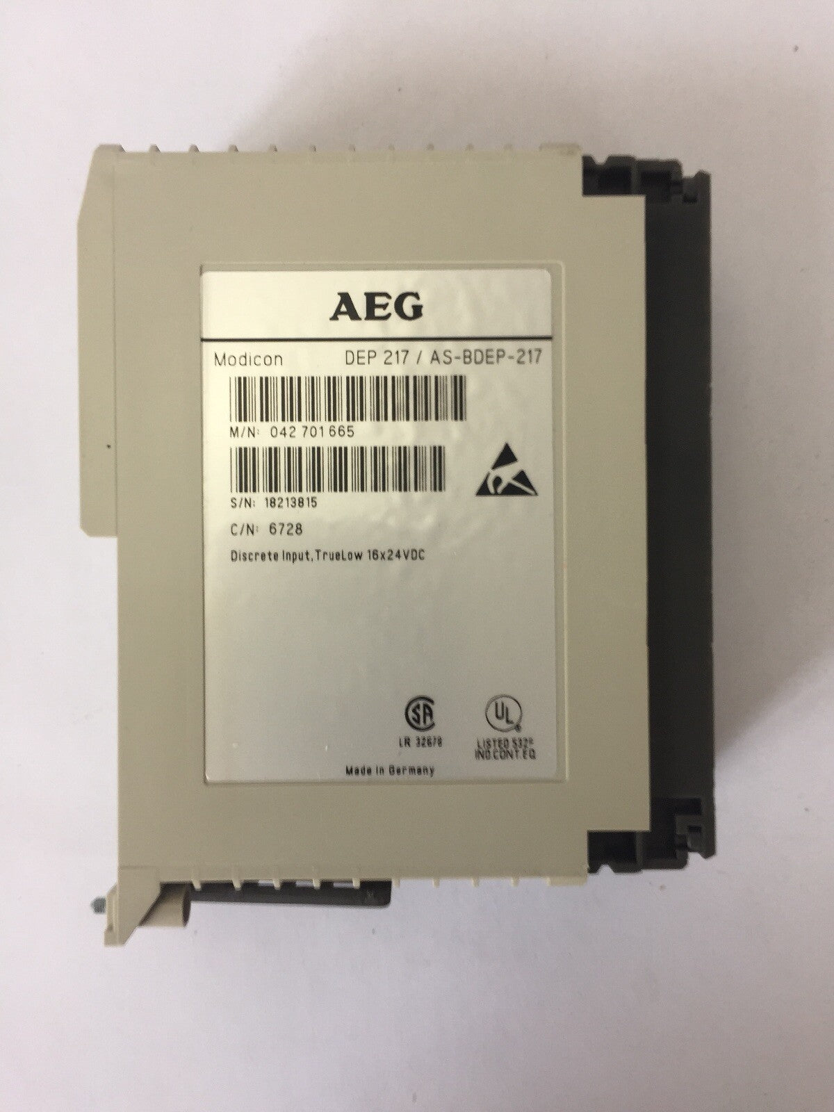 AEG MODICON DEP217/AS-BDEP-217 INPUT MODULE DISCRETE INPUT, TRUELOW 16 X 24 VDC
