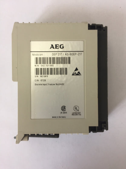 AEG MODICON DEP217/AS-BDEP-217 INPUT MODULE DISCRETE INPUT, TRUELOW 16 X 24 VDC
