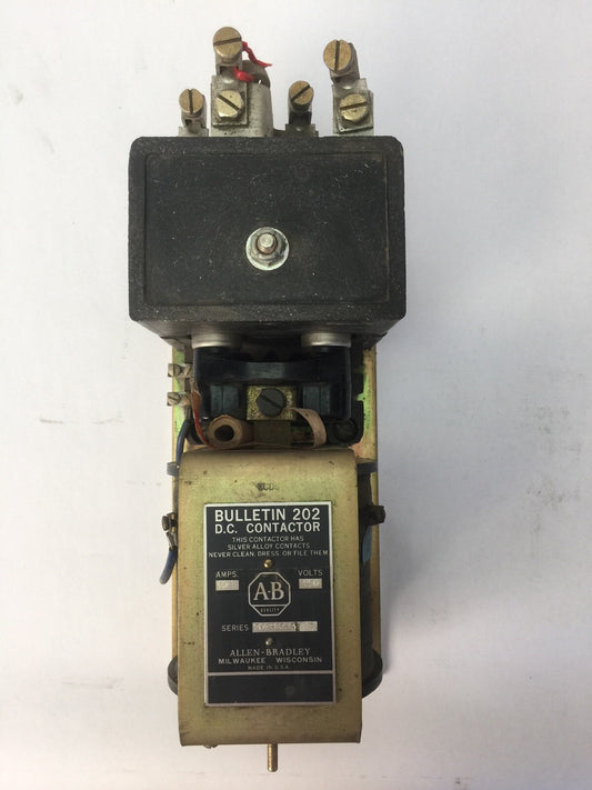 ALLEN BRADLEY 202-D0H9 D.C. CONTACTOR 90 AMPS 250 VOLTS 3D156 COIL 230-250VDC