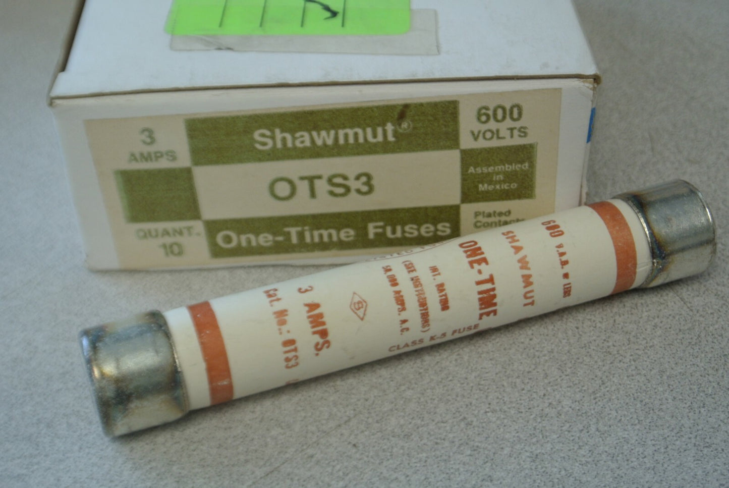 BOX of 10 / GOULD-SHAWMUT OTS3 ONE-TIME CLASS K5 FUSE / 3A / 600V / OTS-3