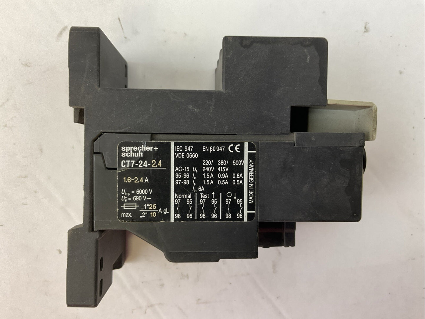 SPRECHER + SCHUH CT7-24-2.4 OVERLOAD RELAY 600VAC 1.6-2.4A