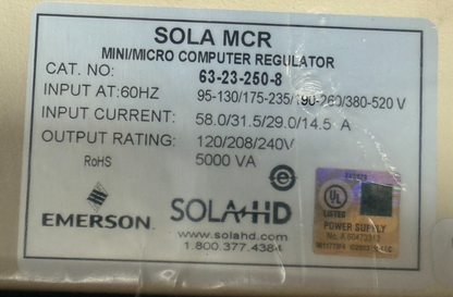 EMERSON 63-23-250-8 CONSTANT VOLTAGE POWER CONDITIONER 5 KVA 120/208/240/480