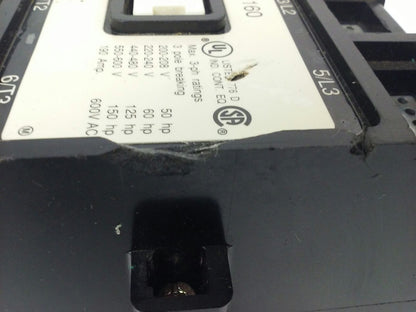 ABB EH160 CONTACTOR, 3PH, 3P BREAKING, 600V, 50-150H.P., 190A, CHIP PLASTIC