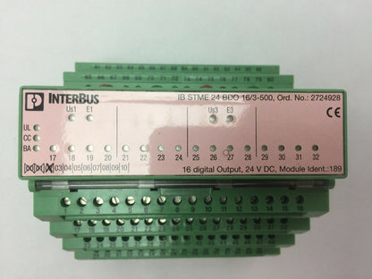 PHOENIX CONTACT IB ST24 BDO INTERBUS 16 DIGITAL OUTPUT 24VDC IB STME 24 BDO 16/3