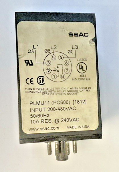 SSAC PLMU11 VOLTAGE MONITOR RELAY 480VAC 50/60HZ