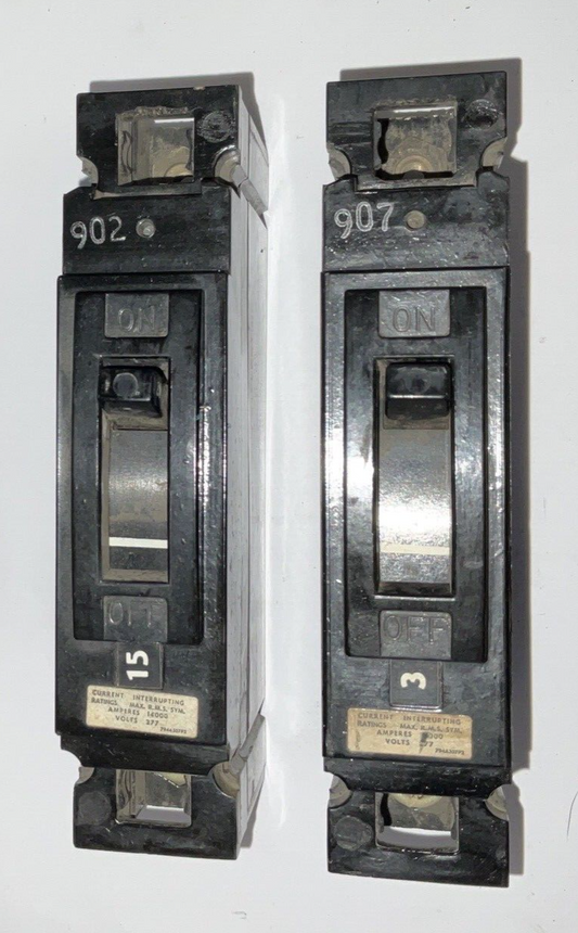 GENERAL ELECTRIC TEF113020 CIRCUIT BREAKER 20A 1POLE 277VAC 125VDC ***LOTOF2***