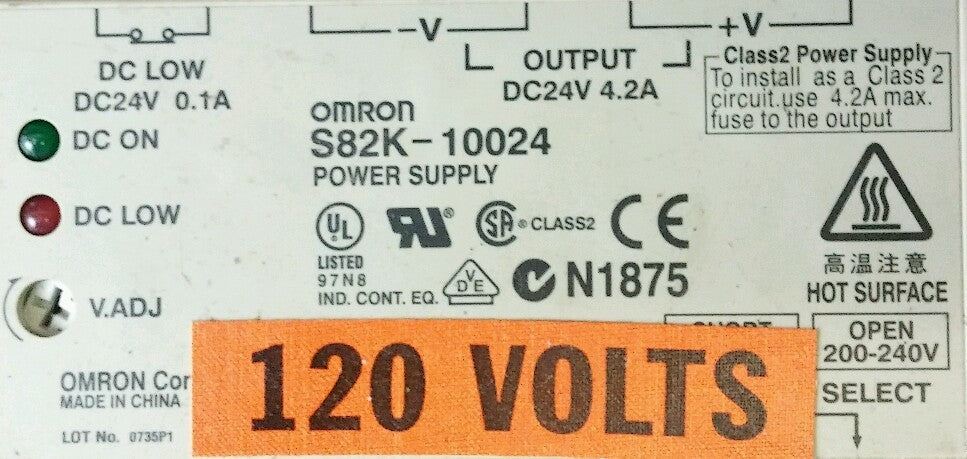 OMRON S82K-10024 POWER SUPPLY S82K10024, DC24V 0.1A OUTPUT: DC24V 4.2A
