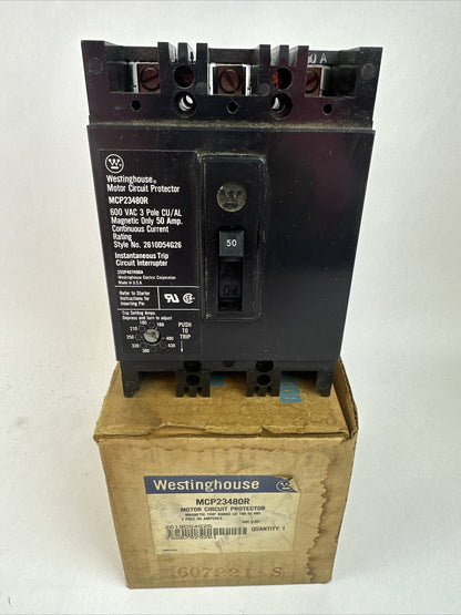 WESTINGHOUSE MCP23480R MOTOR CIRCUIT PROTECTOR 3P 50A 600VAC TRIP RANGE 160-480
