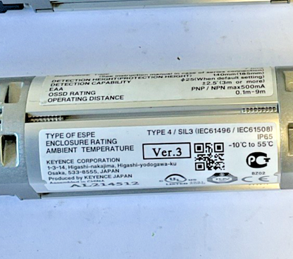 KEYENCE SL-V0H-T / SL-V08H-R  TRANSMITTER AND  RECIEVER 24VDC
