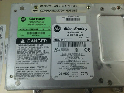 ALLEN BRADLEY 6182H-15TEH4B VERSA VIEW CE1500H TOUCH SCREEN MONITOR SER C REV A