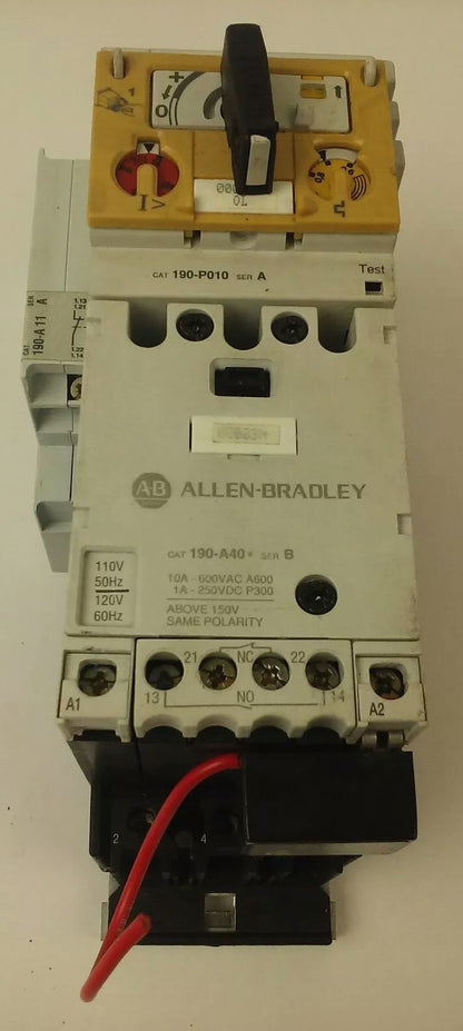 ALLEN-BRADLEY STARTER 190-MN, 190-P010, 190-A40, 190-A11, 199-FSMA1, 120V COIL