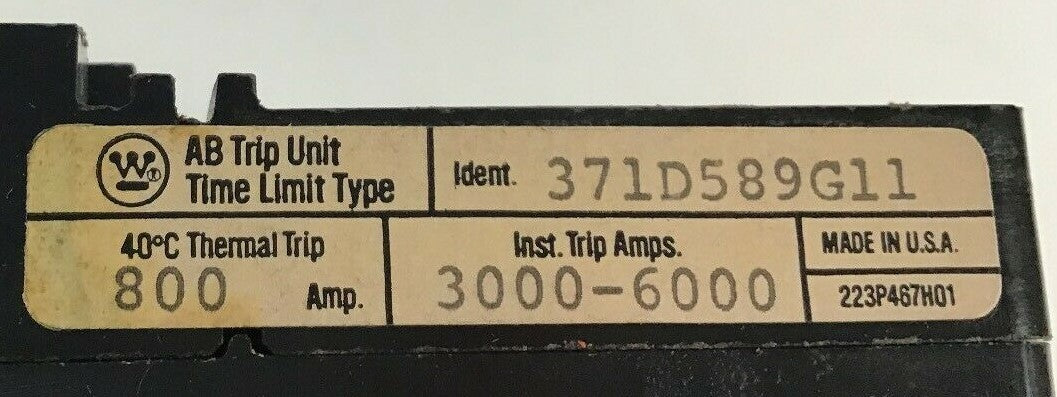 WESTINGHOUSE HNB2800T 3POLE 800A TRIP UNIT ONLY