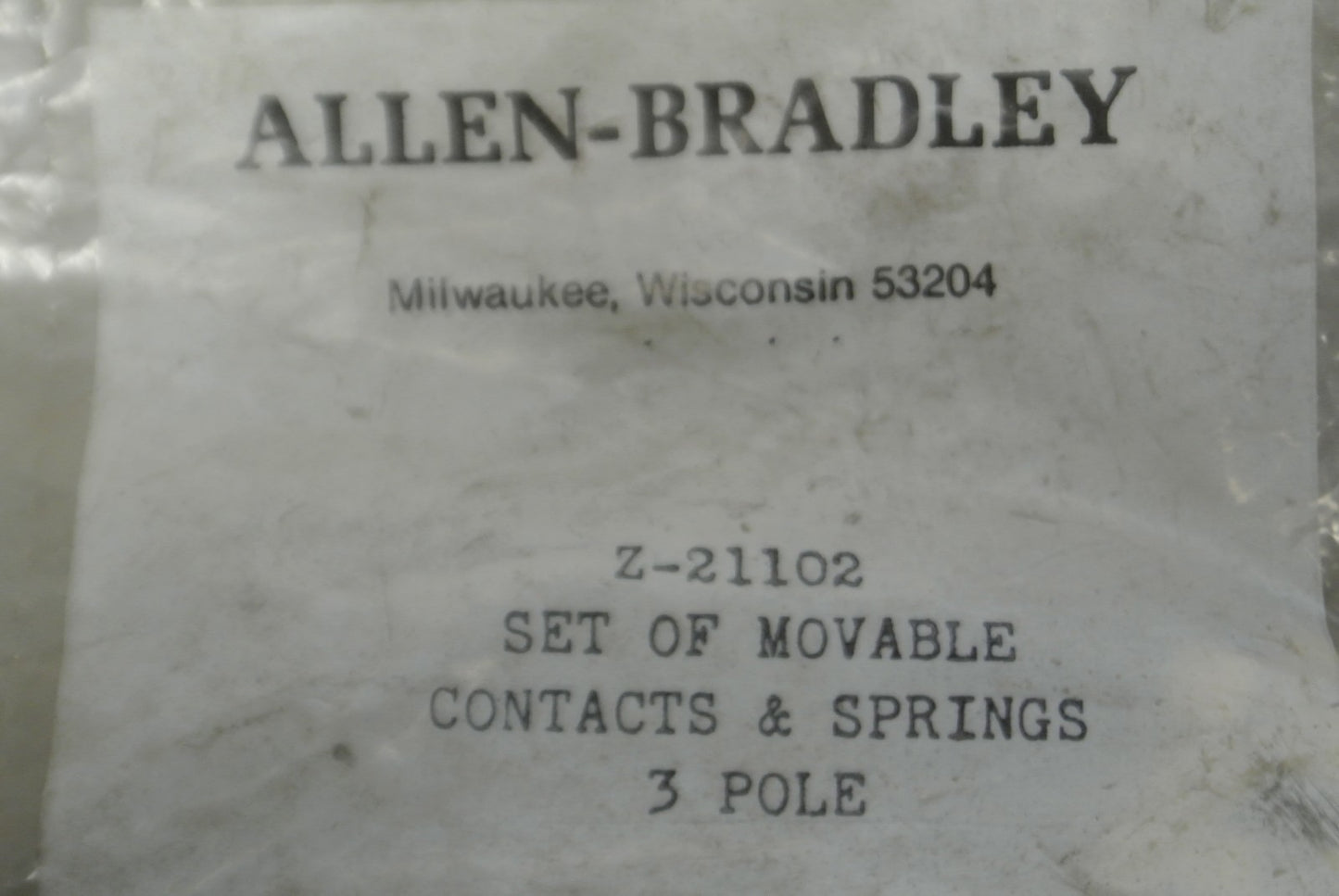 ALLEN-BRADLEY Z-21102 SET of MOVABLE CONTACTS & SPRINGS / 3-POLE / NEW SURPLUS