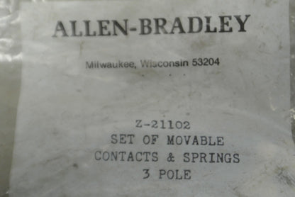 ALLEN-BRADLEY Z-21102 SET of MOVABLE CONTACTS & SPRINGS / 3-POLE / NEW SURPLUS