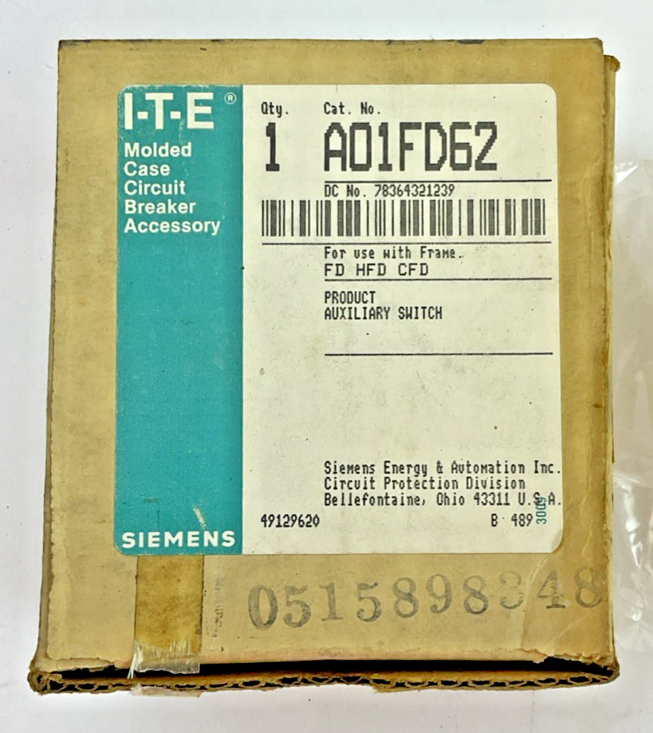 SIEMENS/ITE A01FD62 AUXILLIARY SWITCH