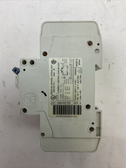 ALLEN BRADLEY 1489-A3C150 SER A CIRCUIT BREAKER 3POLE 15AMP 480Y/277VAC