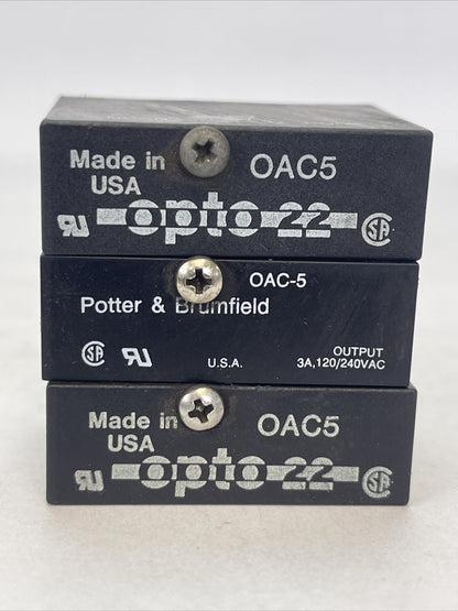POTTER & BRUMFIELD / OPTO22 OAC5 OUTPUT MODULE 3A 120/240VAC OAC-5 (LOT OF 3)