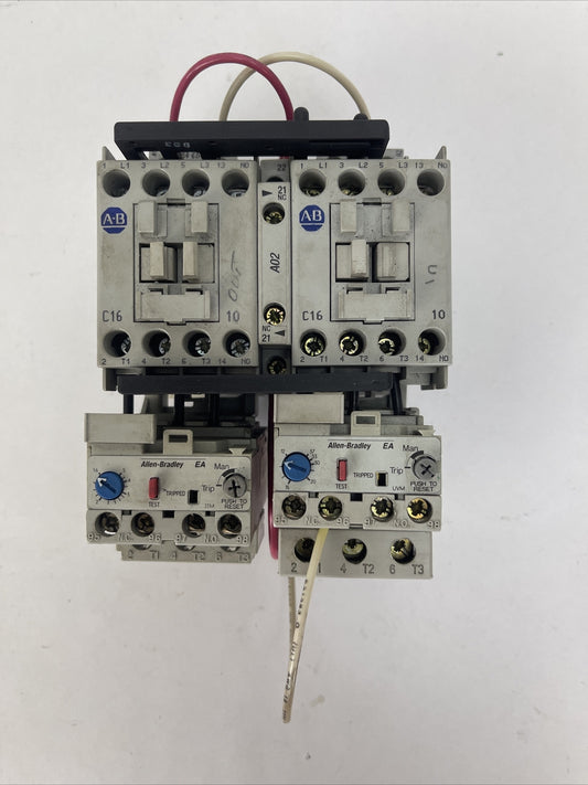 ALLEN BRADLEY REVERSING STARTER 100-C16*10 CONTACTOR 193-EA1HC & 193-EA1EB RELAY
