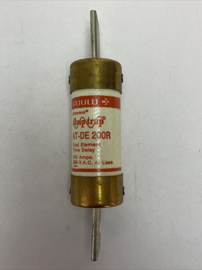 GOULD SHAWMUT AT-DE 200R AMP-TRAP DUAL ELEMENT CLASS RK5 FUSE 250VAC 200AMP