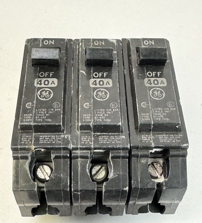 GE **LOT OF 6** THQL1140 - CIRCUIT BREAKERS -  1 POLE, 40 A, 240 VAC