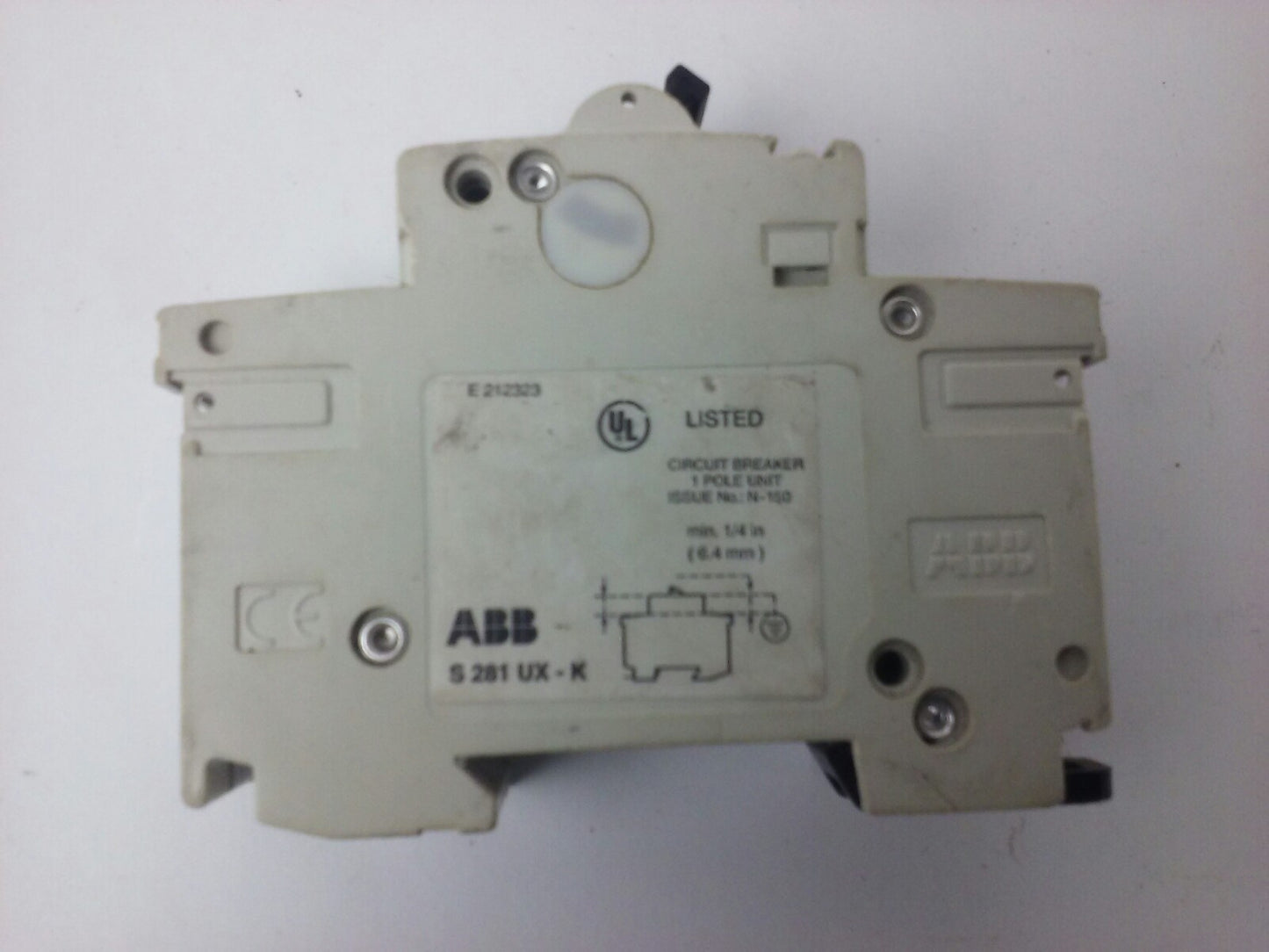 ABB, S281UX, S281UX-K6A, CIRCUIT BREAKER, 1P, 240V, 50/60HZ,14KA,6A, NEW SURPLUS