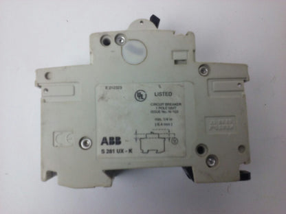 ABB, S281UX, S281UX-K6A, CIRCUIT BREAKER, 1P, 240V, 50/60HZ,14KA,6A, NEW SURPLUS