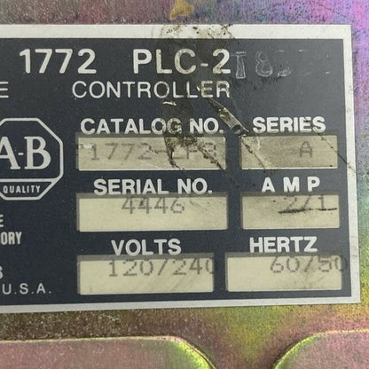 ALLEN BRADLEY 1772-LP3 SER A 120/240V 60/50HZ 2/1A PLC 2/30 PROGRAMMABLE CONTROL