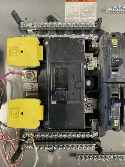 SQUARE D QOC42US BREAKER PANELBOARD TYPE 1 SER S01 200AMP MAIN BREAKER
