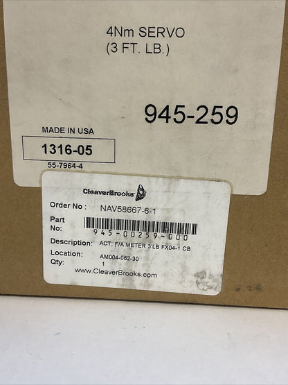 CLEAVER BROOKS 945-00259-000 ACT F/A METER 3'LB FX04-1 CB 4Nm SERVO (3FT.LB)