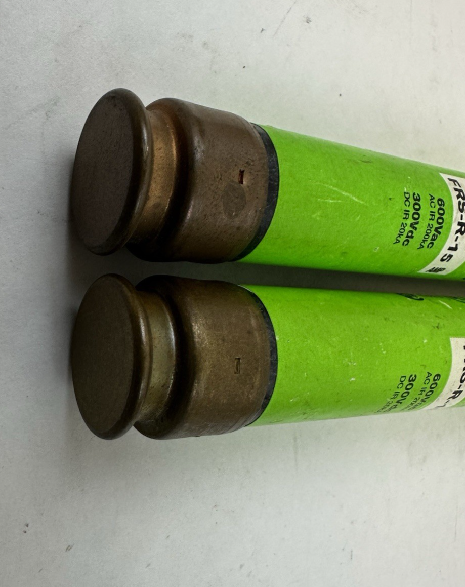 COOPER BUSSMANN FRS-R-15 15A RK5 TIME DELAY FUSE 600VAC LOT OF 2