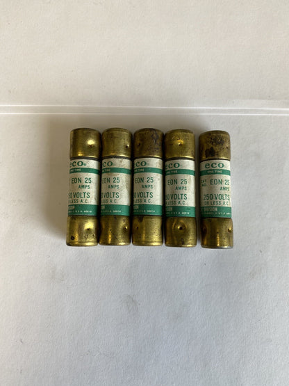 Economy Fuse One Time EON25 25A 250V Fuse "Lot of 5"