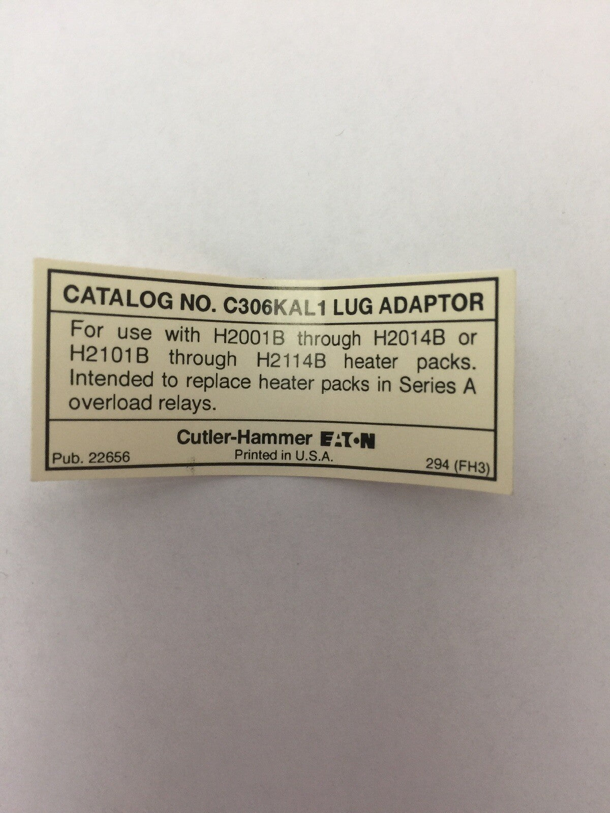 CUTLER HAMMER H2014A-3A 3 CLASS 20 SERIES B HEATER PACKS ASSEMBLED TO C306KAL1