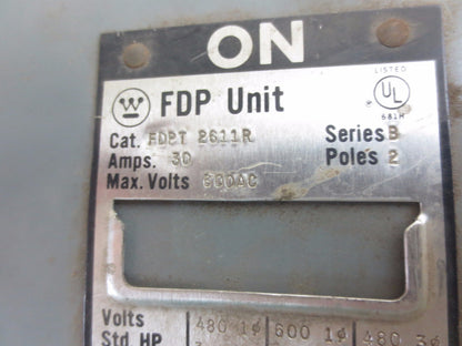 WESTINGHOUSE FDPT2611R TWIN PANEL SWITCH / BUS PLUG - 600V, 30A, 2-POLE